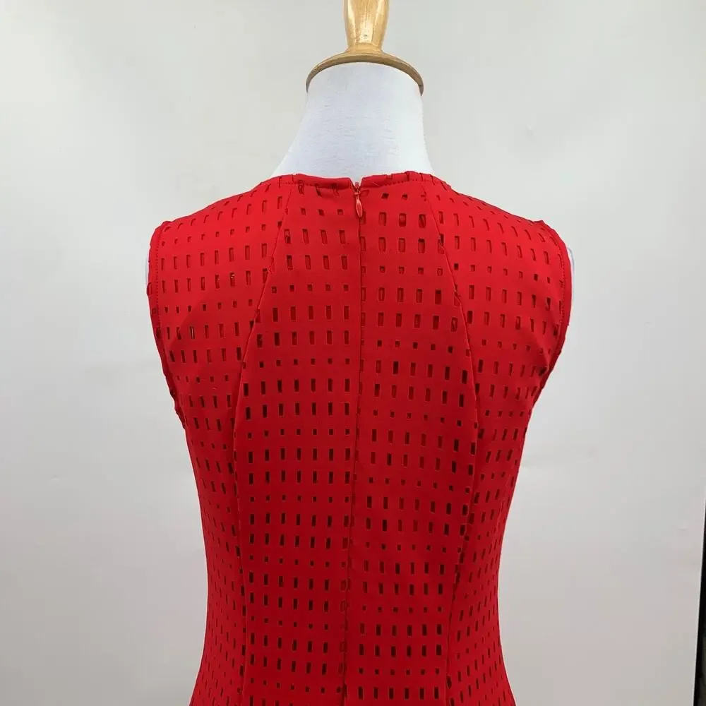 Joseph Ribkoff Dress Womens 6 Cutwork Lasercut Fit Flare Sleeveless Lined Skater